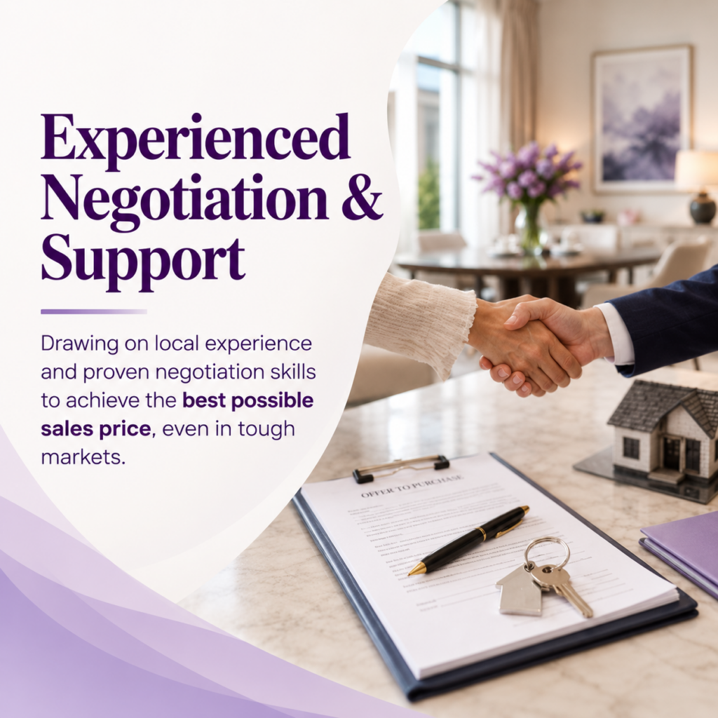 Experienced and skilled at property sale negotiations and the support you will need thoughout the process. From start to finish you will know what is going on and we will guide and steer this transfer to successful conclusion.